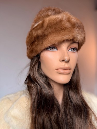 Pastel mink fur pillbox - mink, hat