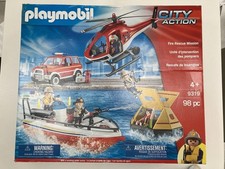 Playmobil City Action Fire Rescue Set with Boat, Helicopter, Car and Figures