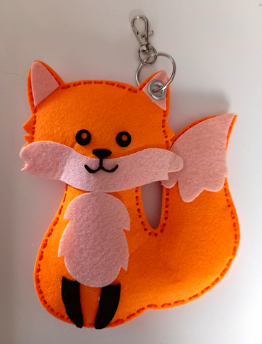 Orange felt fox animal - orange,