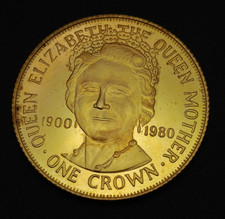 Elizabeth Queen Mother 1920 - 1980, Isle of Man Crown 9ct Gold 5.2 grams