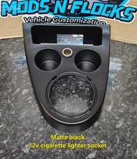 Ford Fiesta RHD 02-08 Twin Dual 2 Cup Holder Gearstick Surround BLACK + 12v Port