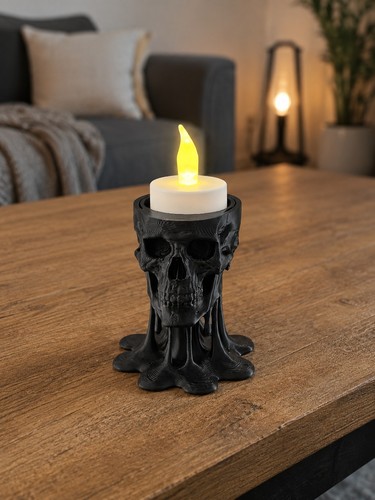 Skull tea light holder gothic - light,