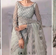 Maria B Original Brand New Saree, Size S, Aqua. Receipt Included 