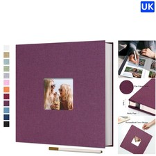 Customizable Scrapbook Photo Album in Linen: 40 Acid-Free Pages for Your Moments