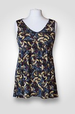 Kim & Co Sleeveless Tunic Top Navy Paisley Size S