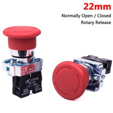 22mm Red Mushroom Head E-STOP Switch Emergency Stop Push Button Switch NO NC XB2