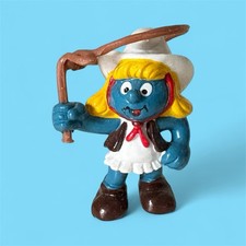 Vintage Cowgirl Smurfette Smurf Collectable Vinyl Figure toy 20147