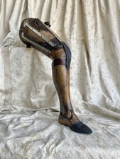 A rare antique Victorian wooden prosthetic right leg by Sillis of London