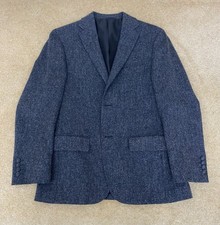 M&S Men’s Tweed Wool Blazer Jacket 38S Grey Herringbone Moon Fabric Sport Coat