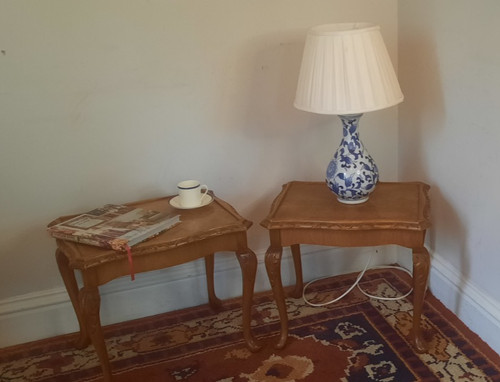 Two vintage walnut side - vintage, tables