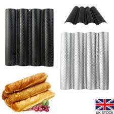4 Wave Baguette Baking Tray Bread Mold French Loaf Tin Cake Plate Tool Non-Stick