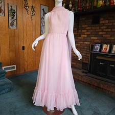 Vtg 60s Dreamy Pink Chiffon