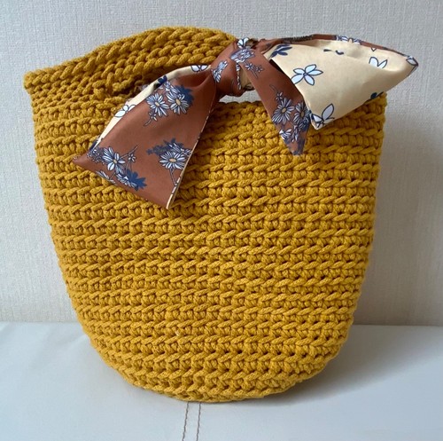 Hand crocheted handbag with - hand,