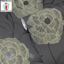 Charcoal, Black & Green Floral