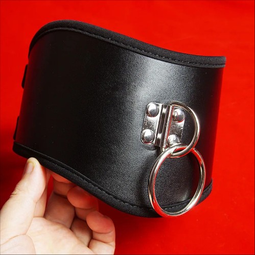 Unisex black leather neck - unisex, pu