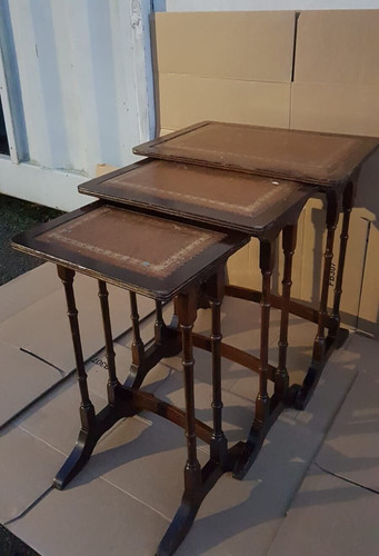 Vintage mahogany nest side - nest,