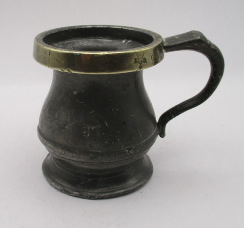 Vintage brass banded pewter - brass,