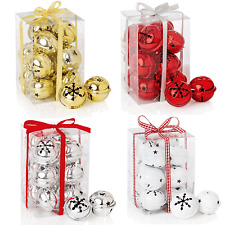 12 x Snowflake 40mm Jingle Bell Baubles Christmas Tree Home Decorations Baubles