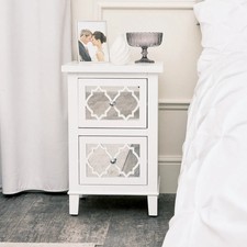 White Mirrored Bedside Table