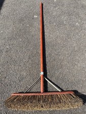 Outdoor Broom with Handle Stiff Yard Garden 2 foot wide Hard Brush for Sweeping 