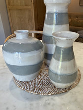 NEPTUNE Set of 3 L/M/S  'Ellingham' Fog Vase White/Grey  Stripe