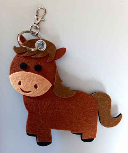 Brown felt horse animal - felt,