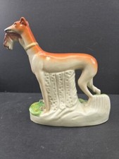 ANTIQUE ENGLISH STAFFORDSHIRE POTTERY WHIPPET FIGURINE