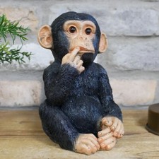 Cute Monkey Ornament with Finger in Mouth Indoor Outdoor Statue Home Decor