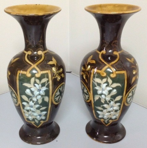 Pair doulton lambeth vases - pair, --