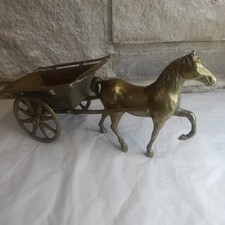 Vintage Brass Horse And Cart