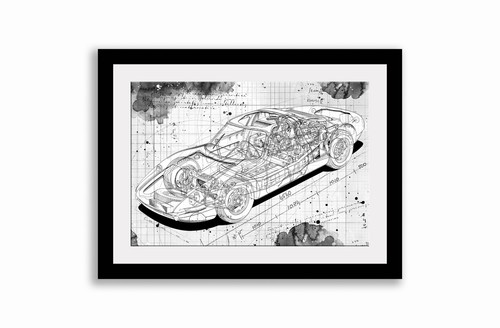 Line tech drawing porsche 904 - porsche,