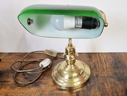 Vintage brass bankers desk - bankers,