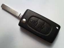GENUINE PEUGEOT 307 & CITROEN C2 C3 ETC 3 BUTTON REMOTE ALARM FLIP UNCUT KEY FOB