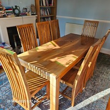 Sustainable, ethical reclaimed mango hardwood dining table and 8 chairs. 