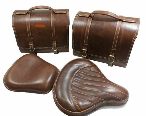Brown leather saddle bag front - saddle,