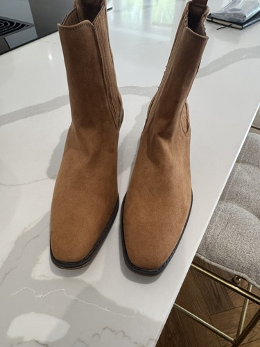 Tan brown faux suede ankle - tan,