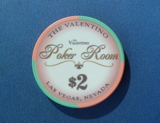 THE VALENTIINO POKER ROOM  $2  CASINO  CHIP LAS VEGAS