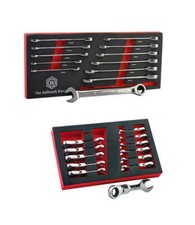 12pc Ratchet Spanner Set 8-19mm + Flexi Stubby Ratchet Spanner Set - Britool Hal