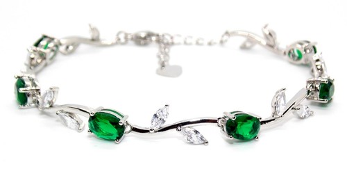 Silver emerald and white - emerald,