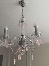 Next Pale Pink Clear Silver Acrylic Bedroom Chandelier Light Lighting Pendant