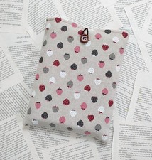 Handmade Book Sleeve Cover Padded Protector Pouch Strawberry Fabric