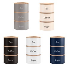 Stackable Canister Set of 3, Airtight Jars for Tea, Coffee, Sugar Storage