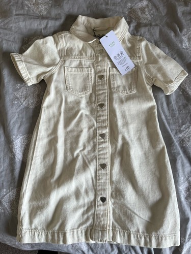 Girls cream denim dress brand - dress,
