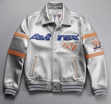 American Aviator Style Silver Bomber Men's Avirex Real Leather Flight Jacket