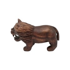 Hand Carved Wooden Lion Ornament