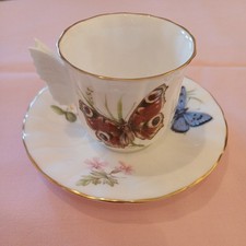 Royal Worcester  Butterflies Cup and Saucer - wing handle used