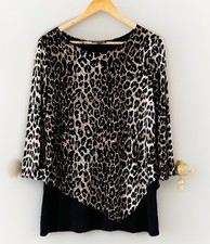Saloos Animal Print Sequin Top Long Sleeve Size 16 Silky Floaty