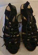 Women's Black Gladiator Wedge