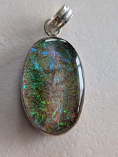 Vintage Black Opal & Silver Tone Pendant