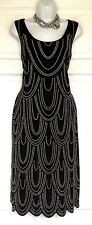KALEIDOSCOPE RICH BLACK SHIMMERING METAL STUDS 20s GATSBY PARTY DRESS SIZE 16